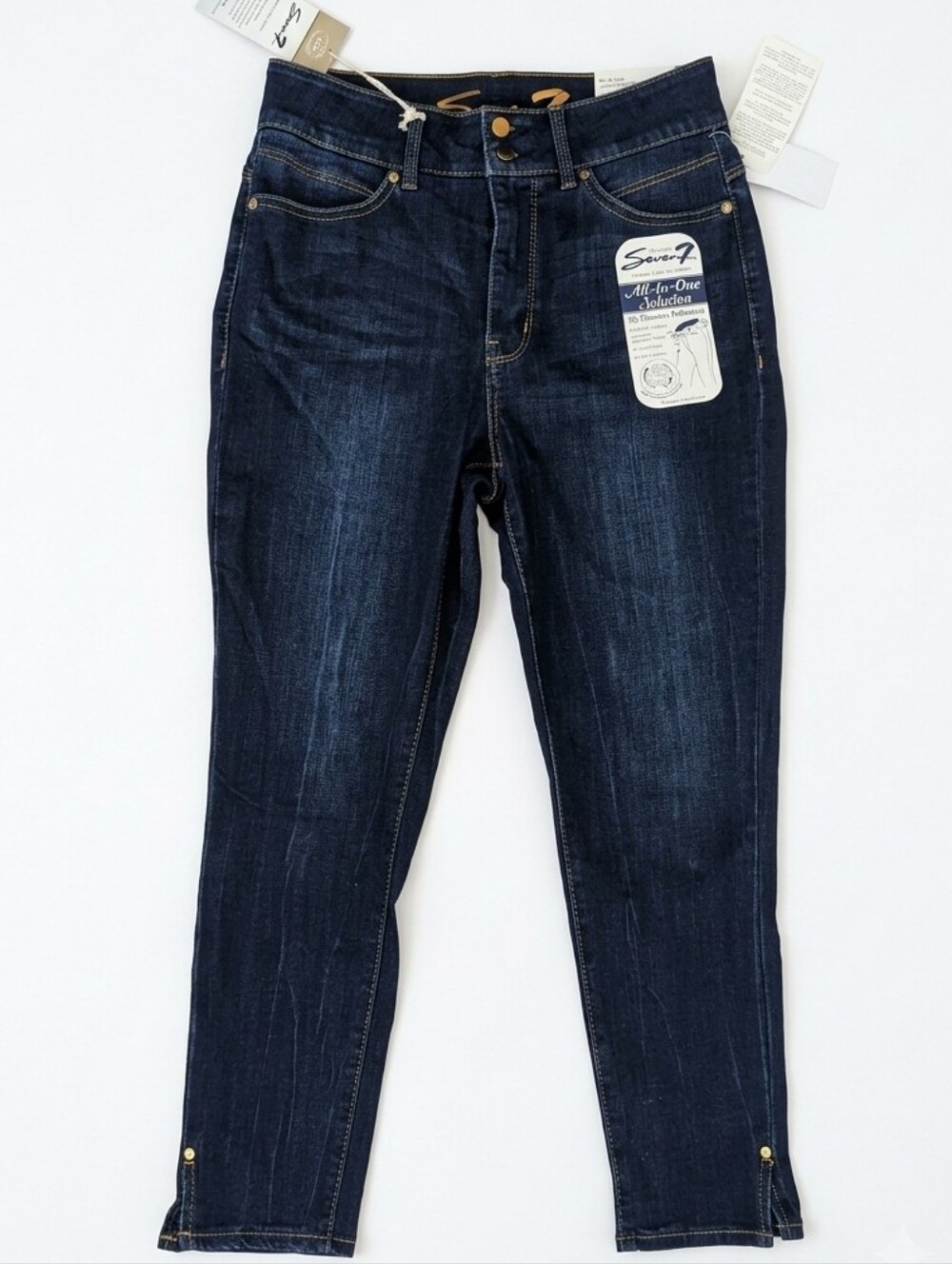 Seven7 Tower Straight Crop Jeans NWT Tummyless Dark Abalon Wash SIZE 10